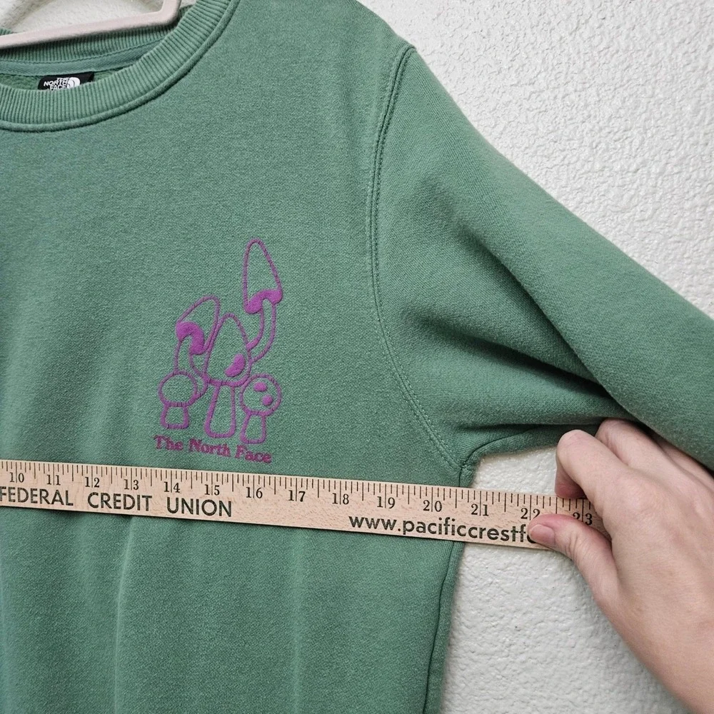 The North Face Sweatshirt Mens Small Green Mushroom Camp Graphic Pullover Fleece